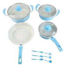  Nonstick edénykészletek, ergonómiai fogantyúk, sokoldalú főzési lehetőségek, Kék edény