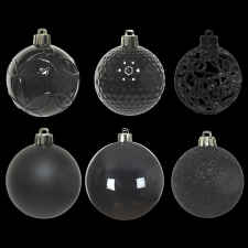 Norand KARÁCSONYFADÍSZ GÖMB SZETT 37 DB-OS FEKETE karácsonyfadísz