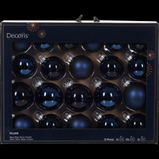 Norand KARÁCSONYFADÍSZ GÖMB SZETT ÜVEG 21 DB-OS TÖBB MÉRET ÉJKÉK karácsonyfadísz