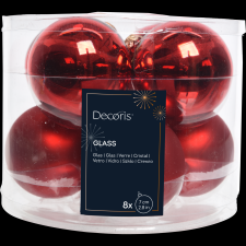 Norand KARÁCSONYFADÍSZ GÖMB SZETT ÜVEG 8 DB-OS PIROS karácsonyfadísz