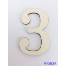 Normál natúr lézervágott fa szám 4,5x6,5cm - 3 dekorációs kellék