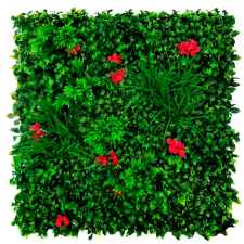Nortene műnövény falburkolat piros virágokkal -Villa 100x100 cm tapéta, díszléc és más dekoráció