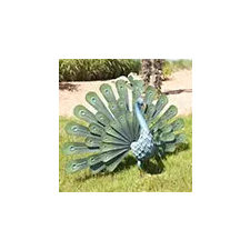 Nortene - Peacock páva figura, legyezőszerű tollakkal, fém, zöld kerti dekoráció