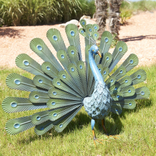 Nortene Peacock színes pávafigura fémből kerti dekoráció