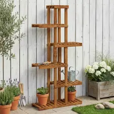  Növényállvány Természetes 68 x 23,5 x 140 cm Tömör Akácfa kerti dekoráció