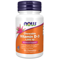 Now Foods D-3 1000 IU 180 rágótabletta D3 vitamin vitamin és táplálékkiegészítő