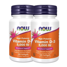 Now Foods D-3 5000 IU2x1 doboz, 2x120 Softgels - lágyzselatin kapszula csomagban olcsóbb! vitamin és táplálékkiegészítő
