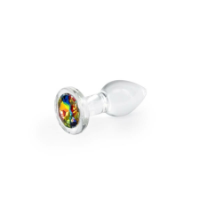 NS Novelties Crystal Desires Rainbow Gem - vízálló, üveg anál dildó - 7,2 cm (átlátszó-többszínű) műpénisz, dildó