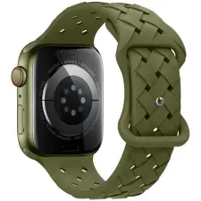 NUBO Apple Watch kompatibilis fonott hatású szilikon pótszíj - olivazöld - 42/44/45/46mm okosóra kellék