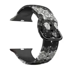 NUBO Apple Watch kompatibilis uv nyomtatott pótszíj - szürke virág - 38/40/41mm okosóra kellék