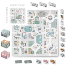 Nukido Szivacs puzzle kivehető habszivacs formákkal 105x105cm (9db) - szürke-fehér játszószőnyeg