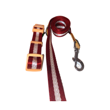 Nunbell Hevederes póráz szett állítható nyakörvvel, piros nyakörv, póráz, hám kutyáknak