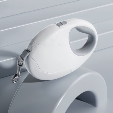 Nunbell Tojás alakú automata póráz több színben 3m - S - Fehér nyakörv, póráz, hám kutyáknak