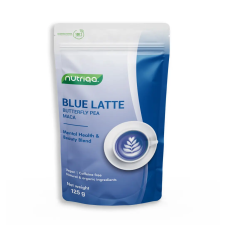 Nutriqa bio koffeinmentes vegán pillangóborsó-maca latte 125 g reform élelmiszer