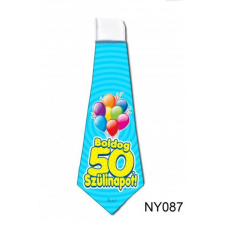  Nyakkendő NY087 Boldog 50. Szülinapot kék - Tréfás Nyakkendő vicces ajándék