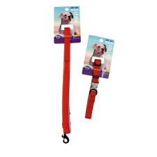  Nyakörv + póráz szett – piros, S méret nyakörv, póráz, hám kutyáknak