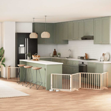  nyárfa 6 paneles összecsukható kutyakapu ajtóval 480 cm kutyafelszerelés