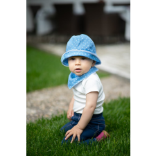  nyári kalap, kék, pöttyös babasapka, sál