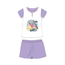  Nyári rövid ujjú gyerek pamut pizsama - Disney Hercegnők - Trust your heart felirattal - világoslila - 98