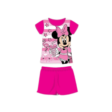  Nyári rövid ujjú gyerek pamut pizsama - Disney Minnie egér - csíkos - pink - 122