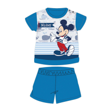 Nyári rövid ujjú pamut baba pizsama - Disney Mickey egér - csíkos - középkék - 92