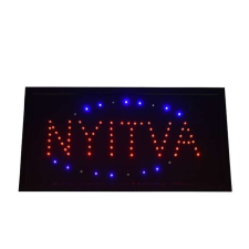 „Nyitva” LED tábla / villogó kék kerettel (BBL) információs címke