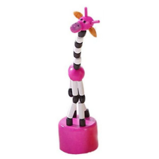 Nyomogatós figura - Zsiráf-Fekete fehér játékfigura