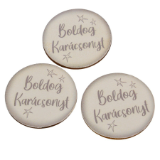  Nyomtatot tábla Boldog karácsonyt 5cm fehér-szürke 3db-os dekorációs kellék