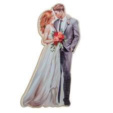  Nyomtatott dekorkarton Házaspár tábla (barna) 12,5cm dekorációs kellék