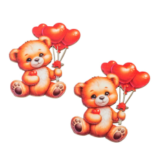  Nyomtatott dekorkarton maci lufikkal 7,5cm 2db-os dekorációs kellék