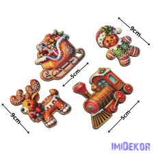  Nyomtatott dekorkarton - Mézeskalács szett 4db/csomag dekorációs kellék