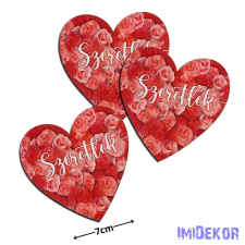  Nyomtatott dekorkarton - Szív táblák 3db/csomag dekorációs kellék