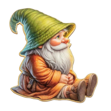  Nyomtatott dekorkarton ülő manó 15cm dekorációs kellék