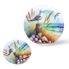  Nyomtatott fa koszorú közép - Tengerpart 14,8cm dekorációs kellék