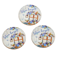  Nyomtatott fa tábla - Isten Hozott - kék, kör 5cm 3db-os dekorációs kellék