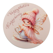  Nyomtatott fa tábla koszorú közép Angyalkás 11,8cm dekorációs kellék