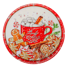  Nyomtatott fa tábla koszorú közép Fahéjas forró csoki 14,8cm dekorációs kellék