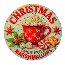  Nyomtatott fa tábla koszorú közép Marshmallows 14,8cm dekorációs kellék