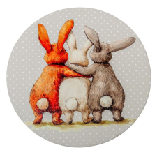  Nyomtatott fa tábla koszorú közép - Nyuszi barátok 11,8cm dekorációs kellék