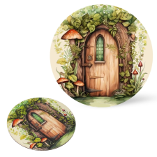  Nyomtatott fa tábla koszorú közép - Zöldablakos manóajtó 11,8 dekorációs kellék