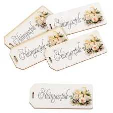  Nyomtatott scrapbook dekorkarton Hiányoztok felirattal 5,5cm 5db-os dekorációs kellék
