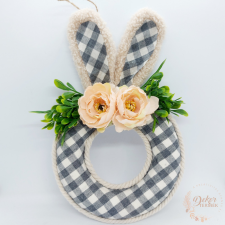  Nyuszifüles textil koszorú dekorációs kellék