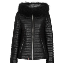 OAKWOOD Steppelt kabátok MANDY (raccoon fur) Fekete EU S