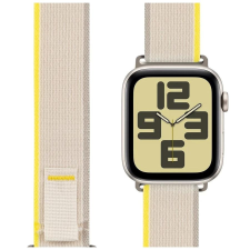 OBAL:ME textil szíj Apple Watch 42-49mm M-L készülékhez bézs/sárga okosóra kellék