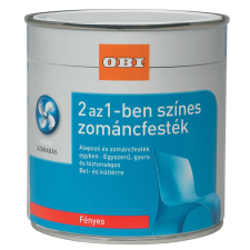 OBI 2 az 1-ben zománcfesték, vízzel hígítható fényes, fekete 500 ml zománcfesték