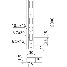OBO 1110002 CM3015P2000FS Profilsín CM3518, 17 mm résméret, 2000mm szalaghorganyzott acél villanyszerelés