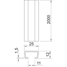 OBO 1117033 CL2512UP2000FS Profilsín 11mm résméret, perforálatlan, 2000mm szalaghorganyzott acél villanyszerelés