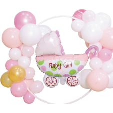 OEM 41 darabos készlet Baby Girl léggömbökből és kerek műanyag tartóból party kellék