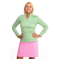OEM ACE HOSSZÚ UJJÚ CÍPZÁROS NŐI GOLF PÓLÓ menta. pink chevron mintával  38