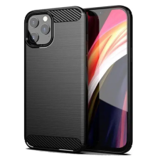 OEM Apple Iphone 14 erősített szilikon tok szálcsiszolt karbon minta fekete tok és táska